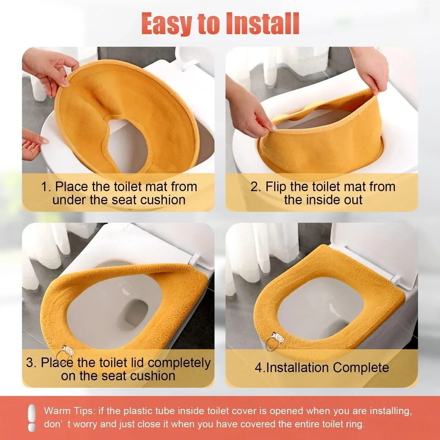 Thicker Bathroom Toilet Seat Cover Pads - Soft Warmer Toilet Seat Cushion Cover Stretchable Washable Cloth eprolo