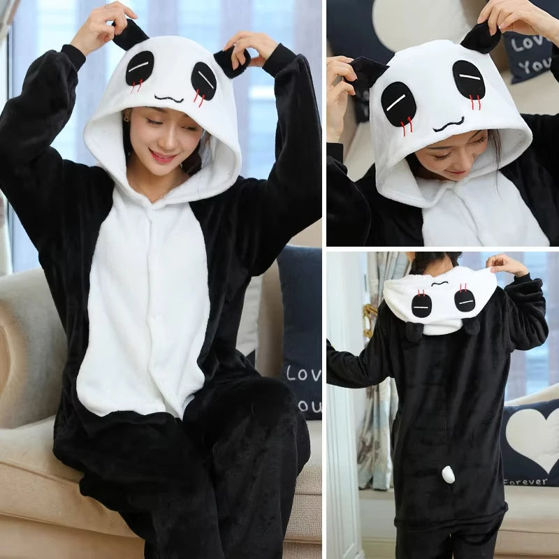 Totoro Panda Cartoon Onesies Kids Children Animal Pajamas Jumpsuits Women Men Sleepwear Onepiece Anime Cosplay Costumes eprolo