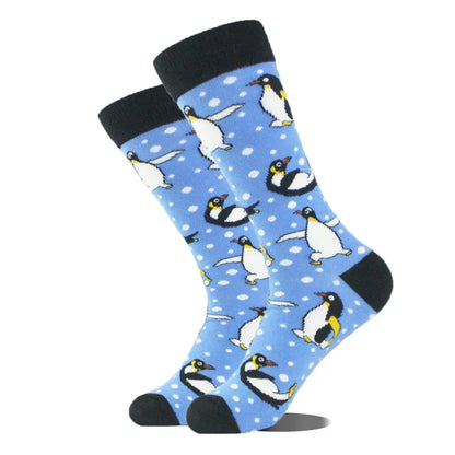 Cute Penguin Mid-Calf Socks in Colour Block Animal Print - Shello's Creative Boutique