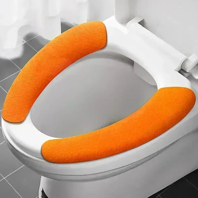 Universal Toilet Seat Cover Soft Closestool Paste Solid Color Toilet Sticky Seat Pad Washable Bathroom Warmer Seat Lid Cover Pad eprolo