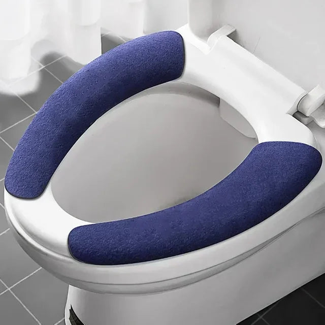 Universal Toilet Seat Cover Soft Closestool Paste Solid Color Toilet Sticky Seat Pad Washable Bathroom Warmer Seat Lid Cover Pad eprolo