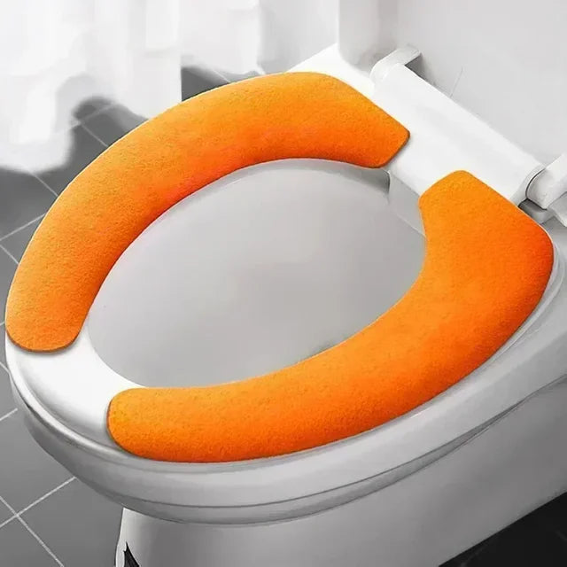 Universal Toilet Seat Cover Soft Closestool Paste Solid Color Toilet Sticky Seat Pad Washable Bathroom Warmer Seat Lid Cover Pad eprolo