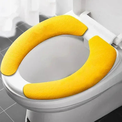 Universal Toilet Seat Cover Soft Closestool Paste Solid Color Toilet Sticky Seat Pad Washable Bathroom Warmer Seat Lid Cover Pad eprolo