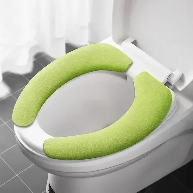 Universal Toilet Seat Cover Soft Closestool Paste Solid Color Toilet Sticky Seat Pad Washable Bathroom Warmer Seat Lid Cover Pad eprolo