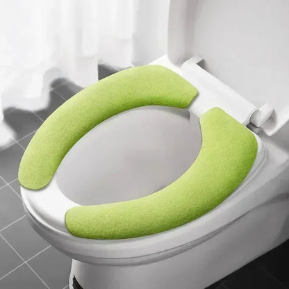 Universal Toilet Seat Cover Soft Closestool Paste Solid Color Toilet Sticky Seat Pad Washable Bathroom Warmer Seat Lid Cover Pad eprolo