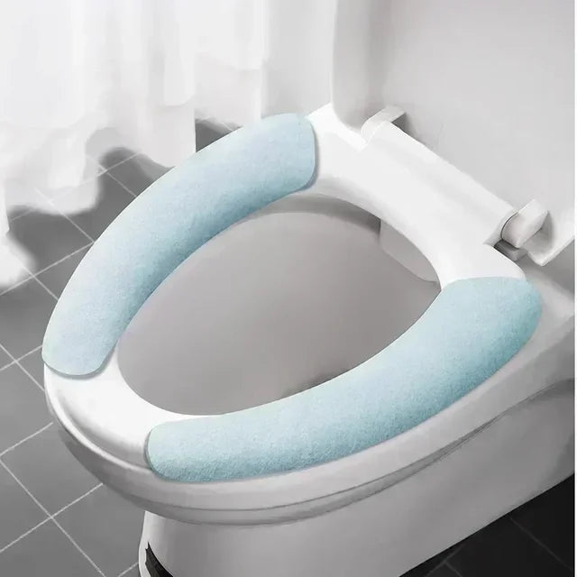 Universal Toilet Seat Cover Soft Closestool Paste Solid Color Toilet Sticky Seat Pad Washable Bathroom Warmer Seat Lid Cover Pad eprolo
