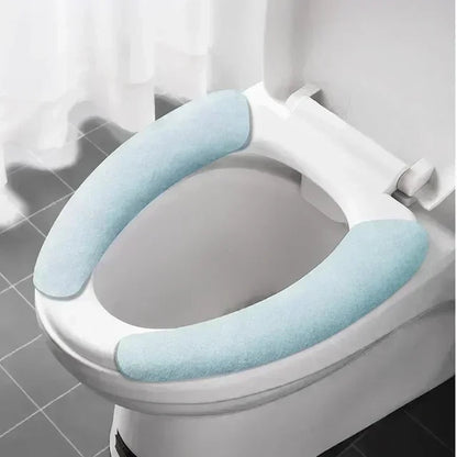 Universal Toilet Seat Cover Soft Closestool Paste Solid Color Toilet Sticky Seat Pad Washable Bathroom Warmer Seat Lid Cover Pad eprolo