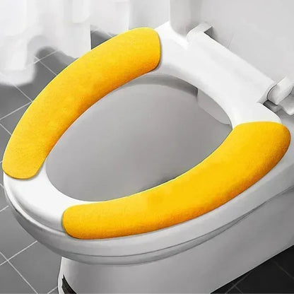 Universal Toilet Seat Cover Soft Closestool Paste Solid Color Toilet Sticky Seat Pad Washable Bathroom Warmer Seat Lid Cover Pad eprolo
