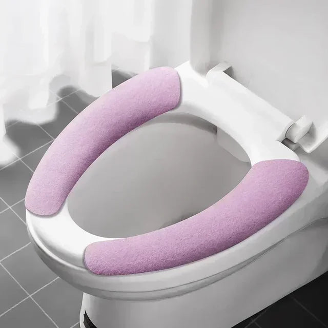 Universal Toilet Seat Cover Soft Closestool Paste Solid Color Toilet Sticky Seat Pad Washable Bathroom Warmer Seat Lid Cover Pad eprolo