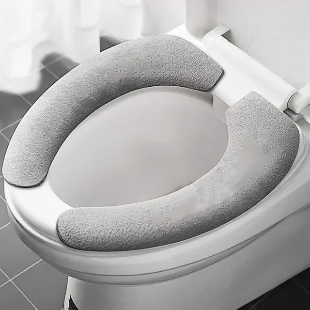 Universal Toilet Seat Cover Soft Closestool Paste Solid Color Toilet Sticky Seat Pad Washable Bathroom Warmer Seat Lid Cover Pad eprolo