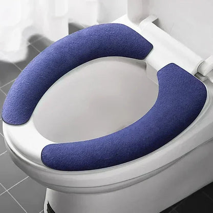 Universal Toilet Seat Cover Soft Closestool Paste Solid Color Toilet Sticky Seat Pad Washable Bathroom Warmer Seat Lid Cover Pad eprolo
