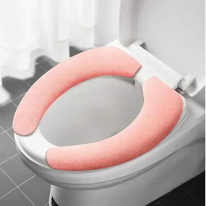 Universal Toilet Seat Cover Soft Closestool Paste Solid Color Toilet Sticky Seat Pad Washable Bathroom Warmer Seat Lid Cover Pad eprolo