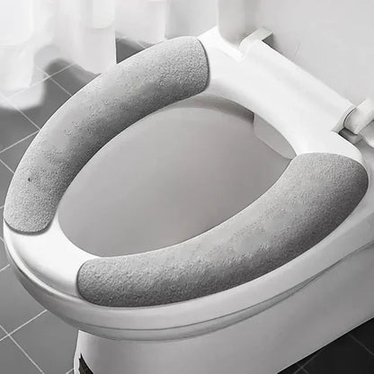 Universal Toilet Seat Cover Soft Closestool Paste Solid Color Toilet Sticky Seat Pad Washable Bathroom Warmer Seat Lid Cover Pad eprolo