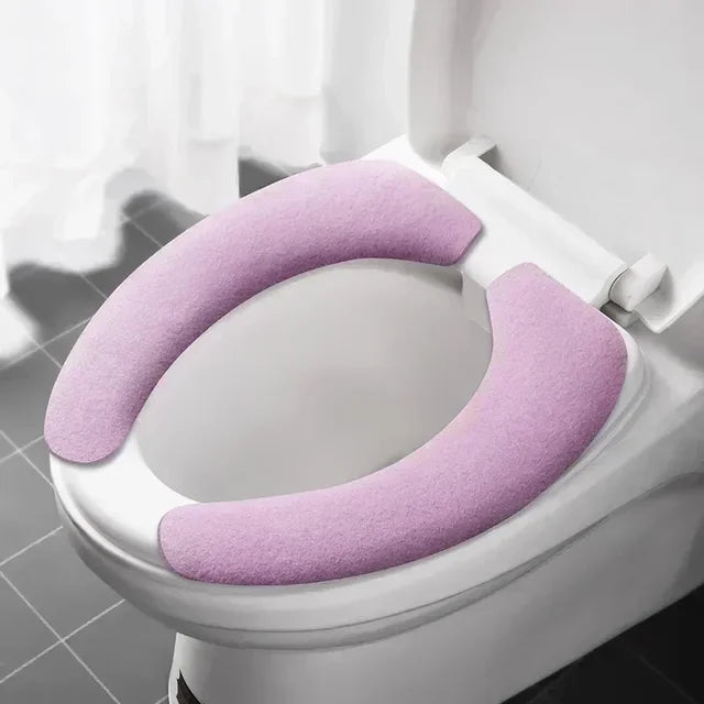Universal Toilet Seat Cover Soft Closestool Paste Solid Color Toilet Sticky Seat Pad Washable Bathroom Warmer Seat Lid Cover Pad eprolo
