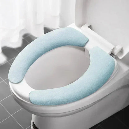 Universal Toilet Seat Cover Soft Closestool Paste Solid Color Toilet Sticky Seat Pad Washable Bathroom Warmer Seat Lid Cover Pad eprolo