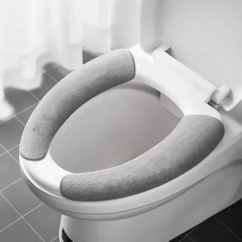 Universal Toilet Seat Cover Soft Closestool Paste Solid Color Toilet Sticky Seat Pad Washable Bathroom Warmer Seat Lid Cover Pad eprolo