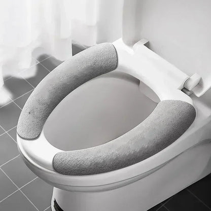 Universal Toilet Seat Cover Soft Closestool Paste Solid Color Toilet Sticky Seat Pad Washable Bathroom Warmer Seat Lid Cover Pad eprolo