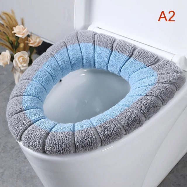 Warm Toilet Seat Cover Mat Bathroom Toilet Pad Cushion with Handle Thicker Soft Washable Closestool Warmer Accessories eprolo