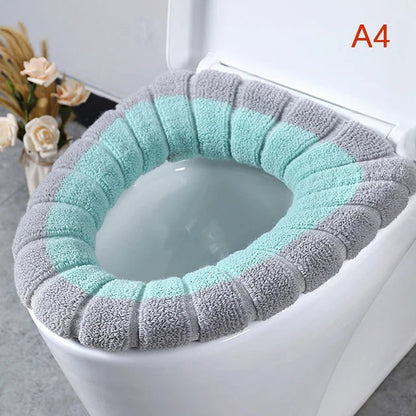Warm Toilet Seat Cover Mat Bathroom Toilet Pad Cushion with Handle Thicker Soft Washable Closestool Warmer Accessories eprolo