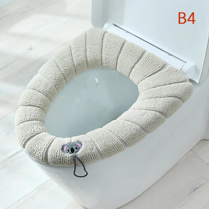Warm Toilet Seat Cover Mat Bathroom Toilet Pad Cushion with Handle Thicker Soft Washable Closestool Warmer Accessories eprolo