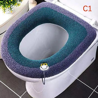 Warm Toilet Seat Cover Mat Bathroom Toilet Pad Cushion with Handle Thicker Soft Washable Closestool Warmer Accessories eprolo