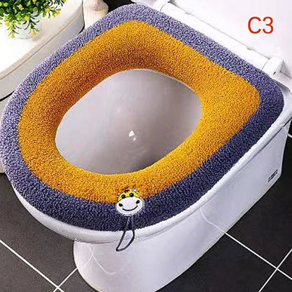 Warm Toilet Seat Cover Mat Bathroom Toilet Pad Cushion with Handle Thicker Soft Washable Closestool Warmer Accessories eprolo