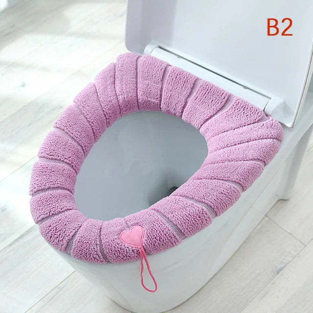 Warm Toilet Seat Cover Mat Bathroom Toilet Pad Cushion with Handle Thicker Soft Washable Closestool Warmer Accessories eprolo