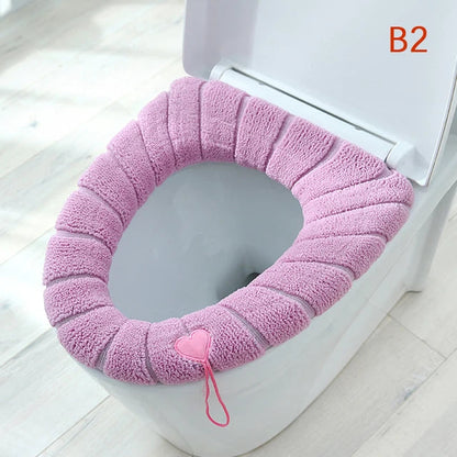 Warm Toilet Seat Cover Mat Bathroom Toilet Pad Cushion with Handle Thicker Soft Washable Closestool Warmer Accessories eprolo