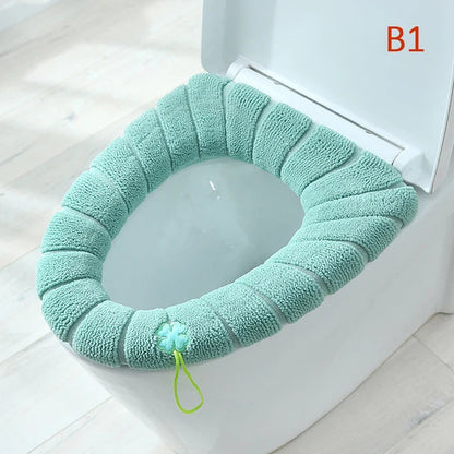 Warm Toilet Seat Cover Mat Bathroom Toilet Pad Cushion with Handle Thicker Soft Washable Closestool Warmer Accessories eprolo