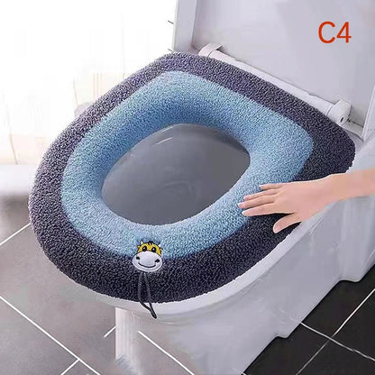 Warm Toilet Seat Cover Mat Bathroom Toilet Pad Cushion with Handle Thicker Soft Washable Closestool Warmer Accessories eprolo