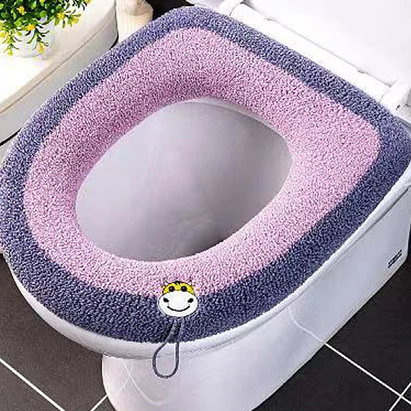 Warm Toilet Seat Cover Mat Bathroom Toilet Pad Cushion with Handle Thicker Soft Washable Closestool Warmer Accessories eprolo