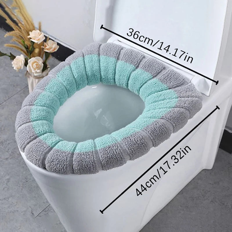 Warm Toilet Seat Cover Mat Bathroom Toilet Pad Cushion with Handle Thicker Soft Washable Closestool Warmer Accessories eprolo