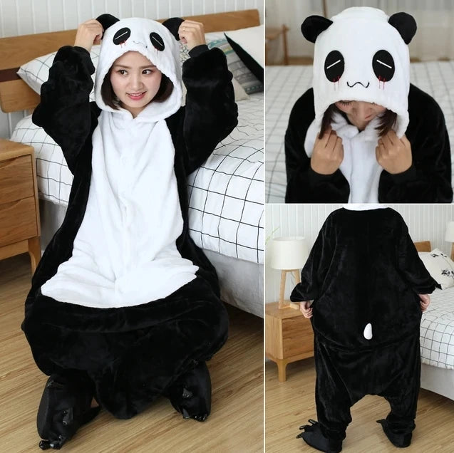 Winter Adults Kigurumi Animal Stitch Onesies Women Men Pajamas Suit Onepiece Halloween Christmas Hooded Cartoon Onesie Costumes eprolo