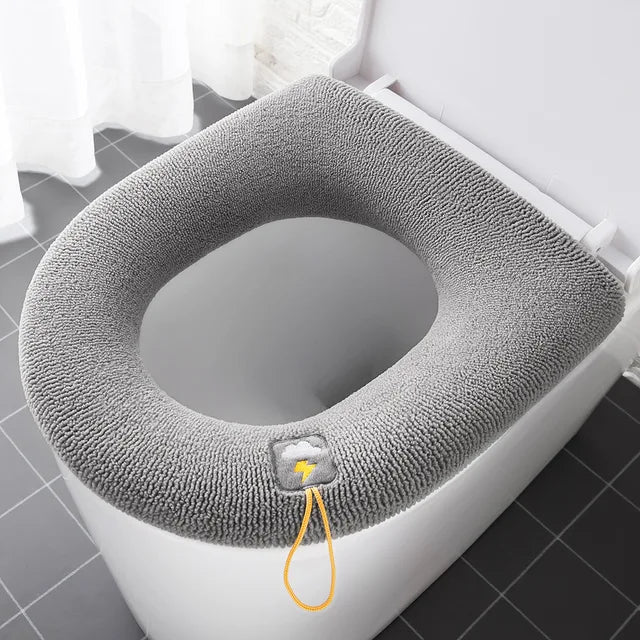 Winter Warm Toilet Seat Cover Mat Bathroom Toilet Pad Cushion with Handle Thicker Soft Washable Closestool Warmer Accessories eprolo
