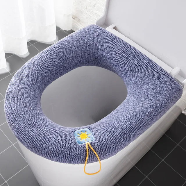 Winter Warm Toilet Seat Cover Mat Bathroom Toilet Pad Cushion with Handle Thicker Soft Washable Closestool Warmer Accessories eprolo