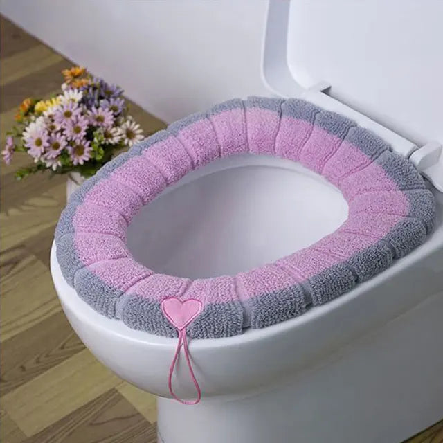 Winter Warm Toilet Seat Cover Mat Bathroom Toilet Pad Cushion with Handle Thicker Soft Washable Closestool Warmer Accessories eprolo