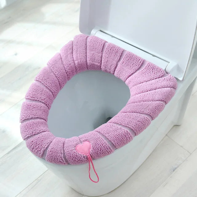 Winter Warm Toilet Seat Cover Mat Bathroom Toilet Pad Cushion with Handle Thicker Soft Washable Closestool Warmer Accessories eprolo