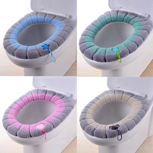 Winter Warm Toilet Seat Cover Mat Bathroom Toilet Pad Cushion with Handle Thicker Soft Washable Closestool Warmer Accessories eprolo