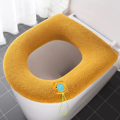 Winter Warm Toilet Seat Cover Mat Bathroom Toilet Pad Cushion with Handle Thicker Soft Washable Closestool Warmer Accessories eprolo
