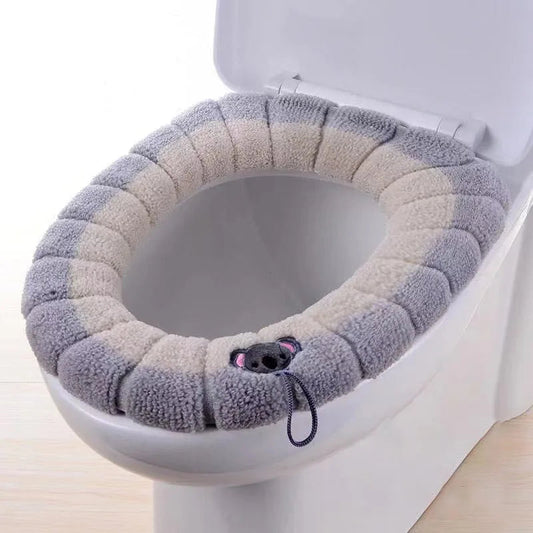 Winter Warm Toilet Seat Cover Mat Bathroom Toilet Pad Cushion with Handle Thicker Soft Washable Closestool Warmer Accessories eprolo