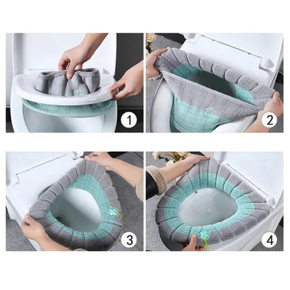 Winter Warm Toilet Seat Cover Mat Bathroom Toilet Pad Cushion with Handle Thicker Soft Washable Closestool Warmer Accessories eprolo