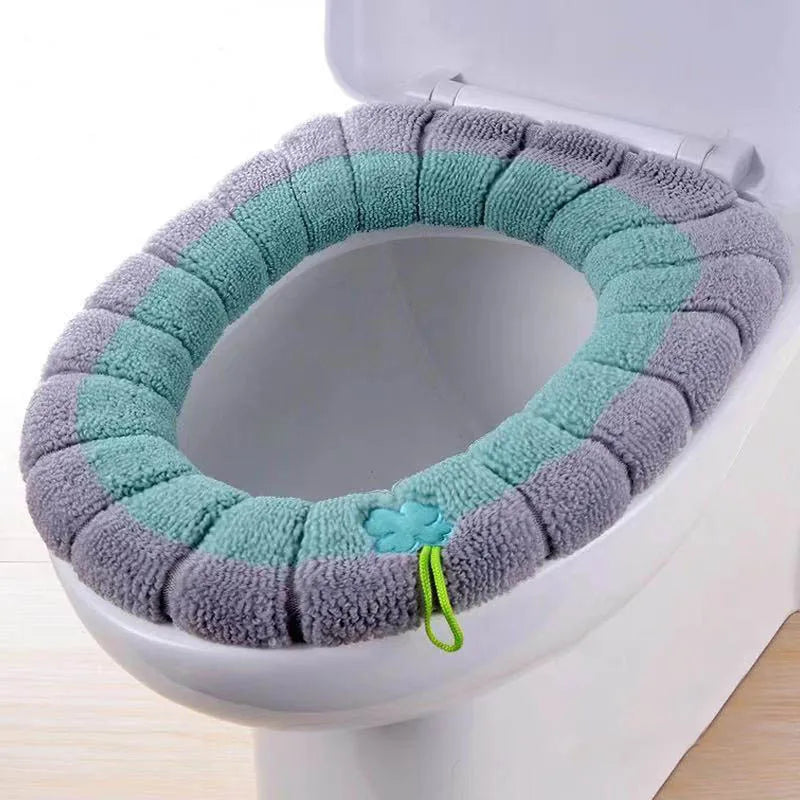 Winter Warm Toilet Seat Cover Mat Bathroom Toilet Pad Cushion with Handle Thicker Soft Washable Closestool Warmer Accessories eprolo