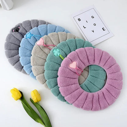 Winter Warm Toilet Seat Cover Mat Bathroom Toilet Pad Cushion with Handle Thicker Soft Washable Closestool Warmer Accessories eprolo