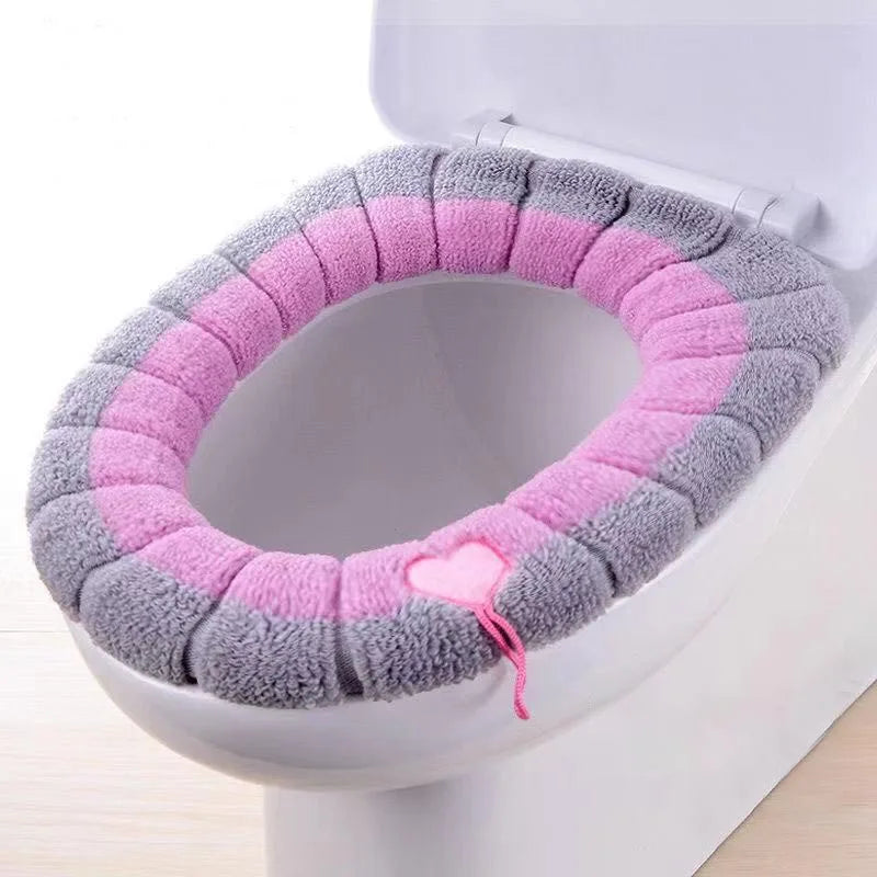 Winter Warm Toilet Seat Cover Mat Bathroom Toilet Pad Cushion with Handle Thicker Soft Washable Closestool Warmer Accessories eprolo
