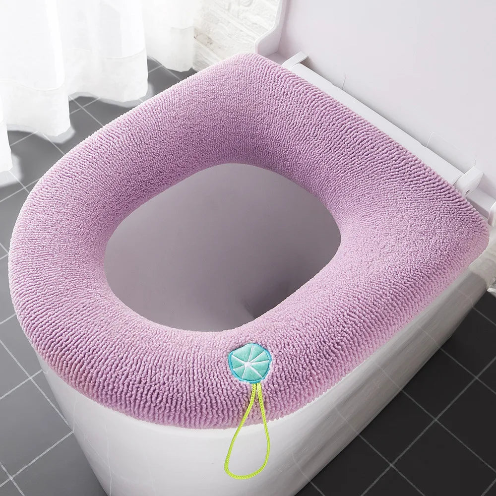 Winter Warm Toilet Seat Cover Mat Bathroom Toilet Pad Cushion with Handle Thicker Soft Washable Closestool Warmer Accessories eprolo