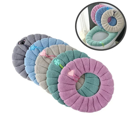 Winter Warm Toilet Seat Cover Mat Bathroom Toilet Pad Cushion with Handle Thicker Soft Washable Closestool Warmer Accessories eprolo