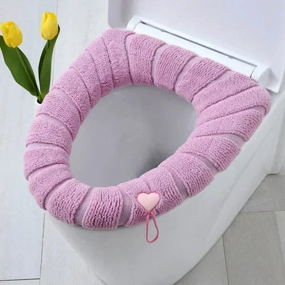 Winter Warm Toilet Seat Cover Mat Bathroom Toilet Pad Cushion with Handle Thicker Soft Washable Closestool Warmer Accessories eprolo
