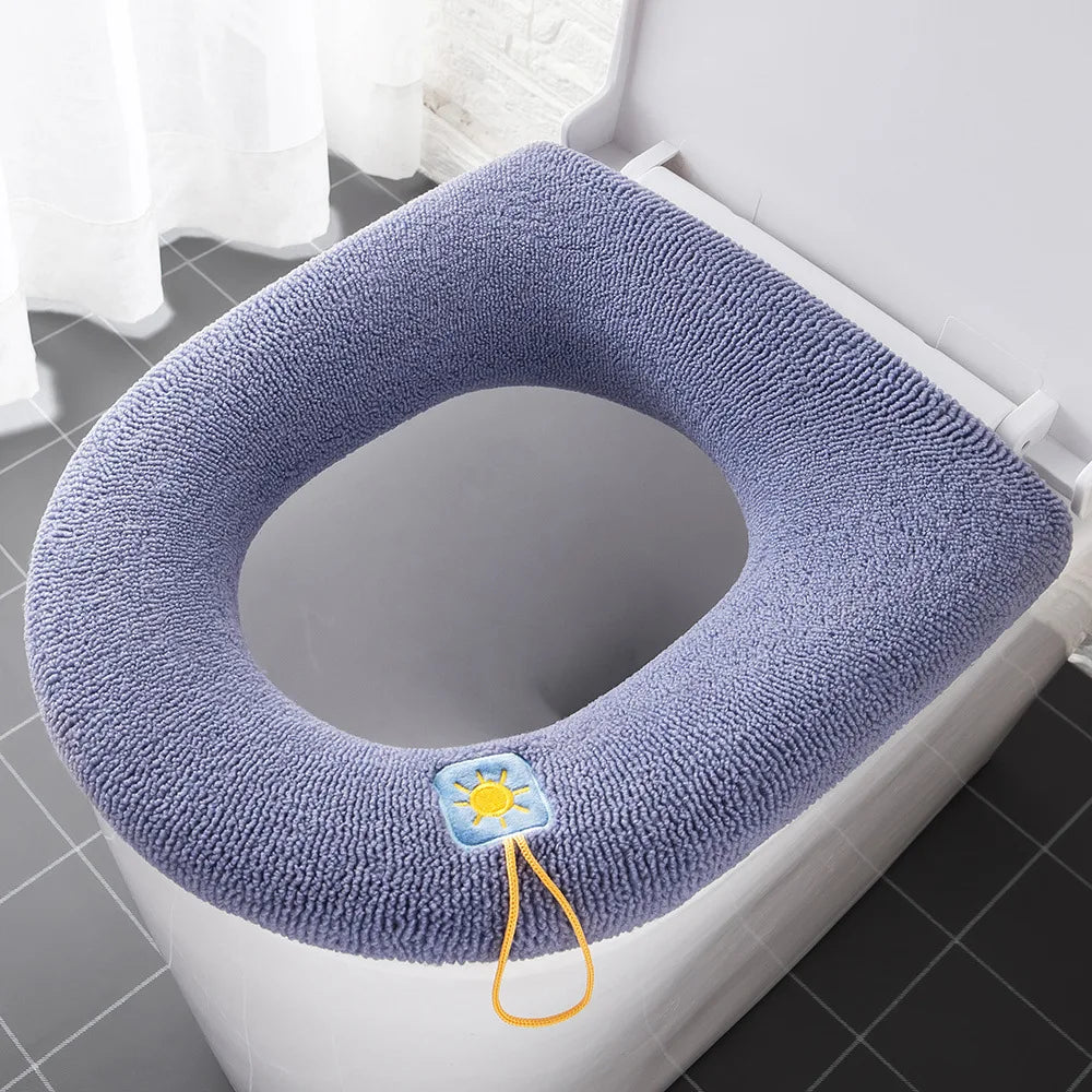Winter Warm Toilet Seat Cover Mat Bathroom Toilet Pad Cushion with Handle Thicker Soft Washable Closestool Warmer Accessories eprolo