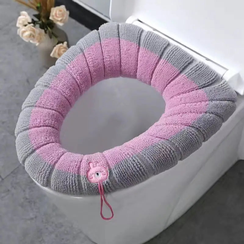 Winter Warm Toilet Seat Cover Mat Bathroom Toilet Pad Cushion with Handle Thicker Soft Washable Closestool Warmer Accessories eprolo