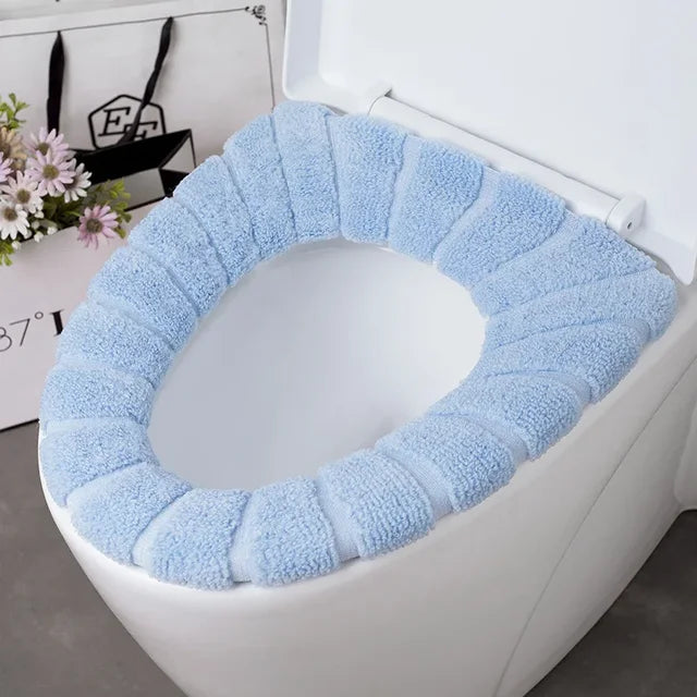 Winter Warm Toilet Seat Cover Washable Bathroom Toilet Pad Cushion With Handle Thicker Soft Mat Knitting Warmer Closestool Mat eprolo
